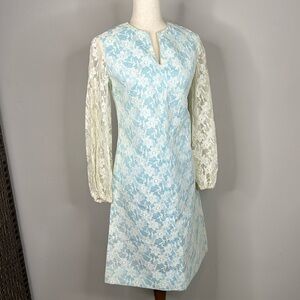 Vintage Lace Overlay A-Line Dress